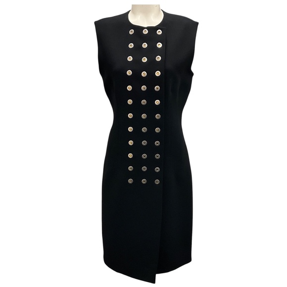 BALENCIAGA BLACK / SILVER / GOLD BUTTON DETAIL SLEEVELESS COCKTAIL DRESS - Picture 1 of 4